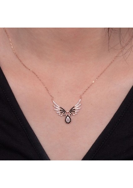 Damla Taşlı Melek Kanadı 925 Ayar Gümüş Kolye