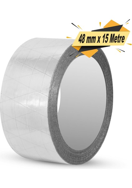 Alüminyum Folyo Bant 48 mm x 15 mt Sızdırmaz Takviyeli Yanmaz Soba Borusu Bandı