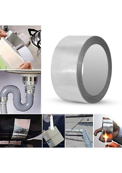 Alüminyum Folyo Bant 48 mm x 15 mt Sızdırmaz Takviyeli Yanmaz Soba Borusu Bandı