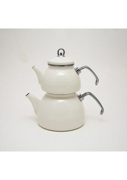 Retro Emaye Beyaz Çaydanlık