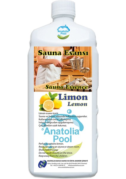 Anatolia Pool Sauna Buhar Esansı Limon 1 Lt. ( Sauna Essence Lemon)