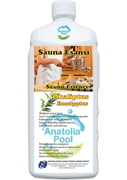 Anatolia Pool Sauna Buhar Esansı Okaliptus 1 Lt. ( Sauna Essence Eucalyptus )