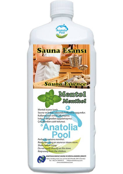 Anatolia Pool Sauna Buhar Esansı Mentol 1 Lt. ( Sauna Essence Menthol )