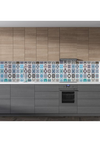 Mutfak Tezgah Arası Folyo Fayans Kaplama Folyosu Portekiz Fayans Desen 60X500 cm