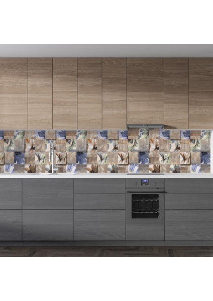 Mutfak Tezgah Arası Folyo Fayans Kaplama Folyosu Soyut Çiçek Tasarım 60 x 400 cm fiyatları