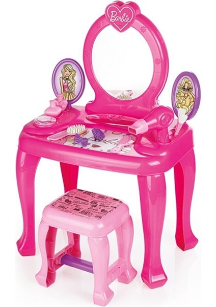 Barbie Aynalı Makyaj Masası Tabureli Fön Makineli Aksesuarlı Güzellik Masası fiyatları