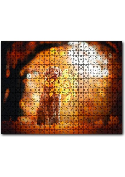Golden Retriever Sonbahar Yaprakları 120 Parça Puzzle Yapboz Mdf (Ahşap)