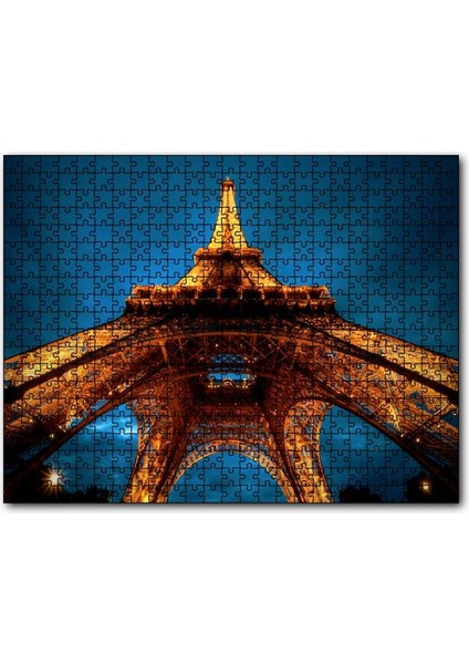 Günbatımı Eyfel Kulesi Alttan Görünüş 120 Parça Puzzle Yapboz Mdf (Ahşap)
