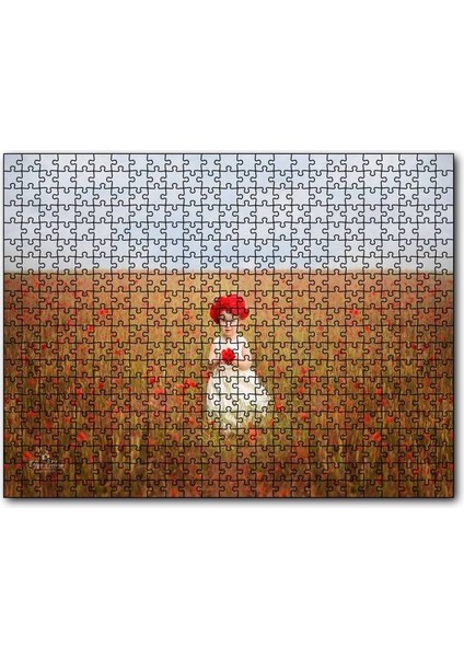 Kırmızı Gelincikler ve Küçük Kız 120 Parça Puzzle Yapboz Mdf (Ahşap)