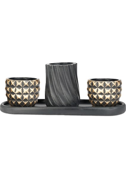 Eti Serisi Kumru Turna Siyah Altın 3 Lü Saksı Seti fiyatları