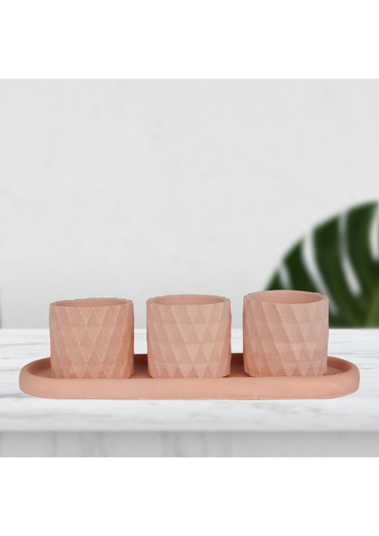 Eti Serisi Patka Kiremit Rengi 3 Lü Saksı Seti