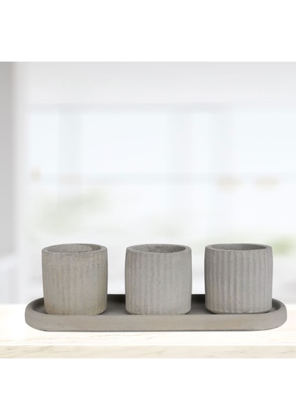 Eti Serisi Toy Gri 3 Lü Saksı Seti