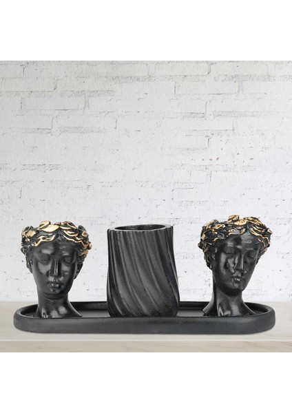 Eti Serisi Truva Kumru Siyah Altın 3 Lü Saksı Seti