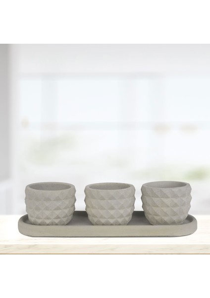 Eti Serisi Turna Gri 3 Lü Saksı Seti