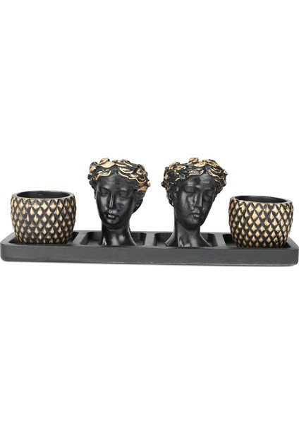 Hitit Serisi Truva Fiyu Siyah Altın 4 Lü Saksı Seti fiyatları