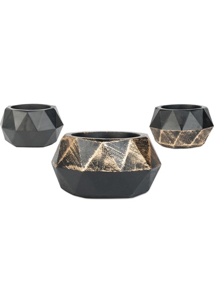 Likya Serisi Üst Siyah Altın Prizma Saksı