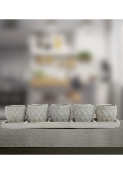 Sümer Serisi Sumru Gri 5 Li Saksı Seti