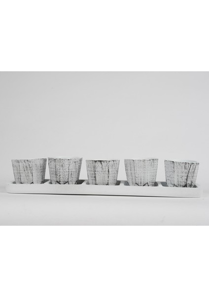 Sümer Serisi Toygar Beyaz Siyah 5 Li Saksı Seti fiyatları