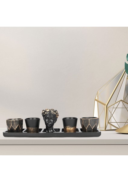 Sümer Serisi Truva Ebabil Siyah Altın 5 Li Saksı Seti
