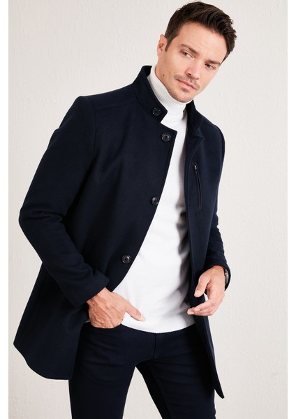 Slim Fit Pamuklu Kaşe Kaban Erkek Kaban 5840099