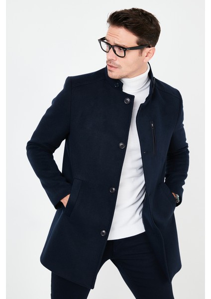 Slim Fit Pamuklu Kaşe Kaban Erkek Kaban 5840099 modelleri