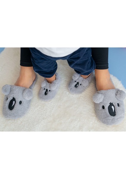 Peluş Koala Anne-Bebek Terlik ve Kaydırmaz Patik Seti