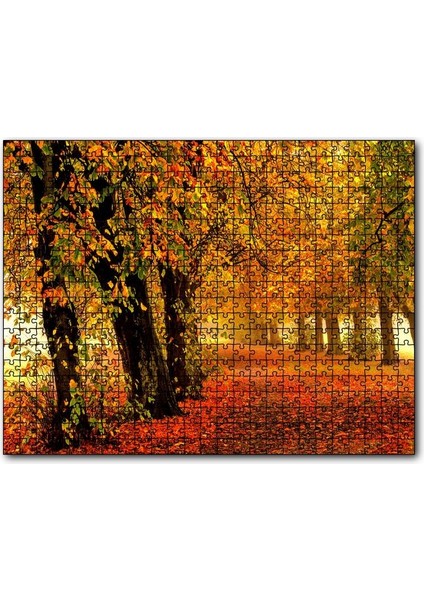Sonbahar Orman Yolu ve Yapraklar 120 Parça Puzzle Yapboz Mdf (Ahşap)