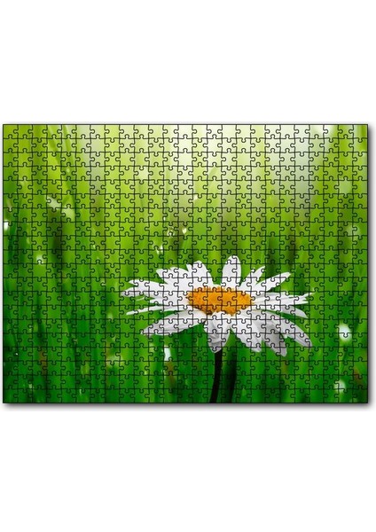 Yeşil Çimenler Papatya ve Su Damlaları 120 Parça Puzzle Yapboz Mdf (Ahşap)