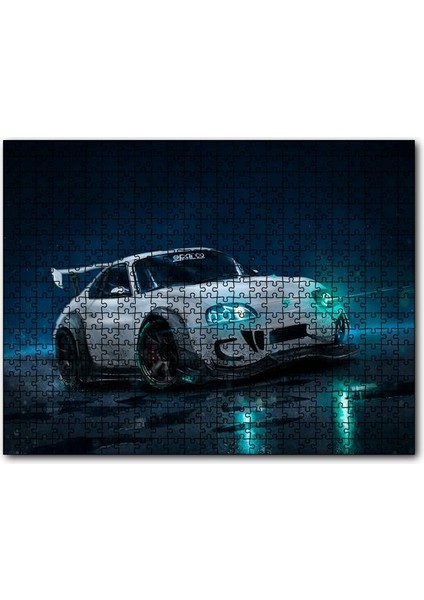Beyaz Toyota Supra Drift 120 Parça Puzzle Yapboz Mdf (Ahşap)