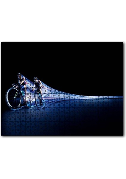 Triatlon Pedal Illüstrasyon 120 Parça Puzzle Yapboz Mdf (Ahşap)