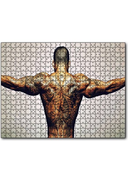 Dövmeli Adam ve Kasları 120 Parça Puzzle Yapboz Mdf (Ahşap)
