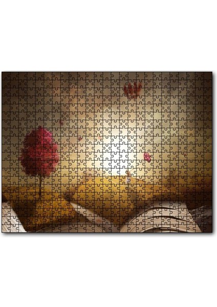 Sonbahar Kız ve Açık Kitap Illüstrasyon 120 Parça Puzzle Yapboz Mdf (Ahşap)