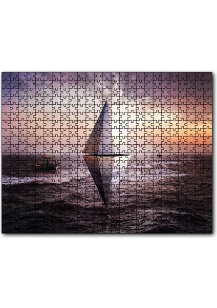 Günbatımı Deniz Kristal Üçgen 3D 120 Parça Puzzle Yapboz Mdf (Ahşap)