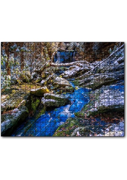 Ormandaki Şelale ve Kayalıklar 120 Parça Puzzle Yapboz Mdf (Ahşap)