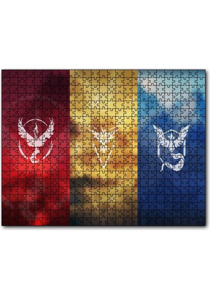 Pokemon Go Takım Bayrakları 120 Parça Puzzle Yapboz Mdf (Ahşap)
