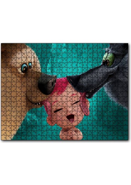 Leylekler Filmi Kurt Ayı ve Bebek 120 Parça Puzzle Yapboz Mdf (Ahşap)