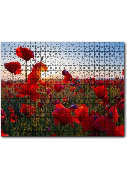 Gündoğumu Çayırda Kırmızı Gelincikler 120 Parça Puzzle Yapboz Mdf (Ahşap)