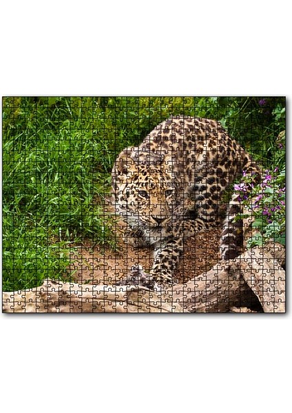Çayırdaki Leopar Pusuda 120 Parça Puzzle Yapboz Mdf (Ahşap)