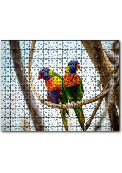 Daldaki Papağan Çift 120 Parça Puzzle Yapboz Mdf (Ahşap)