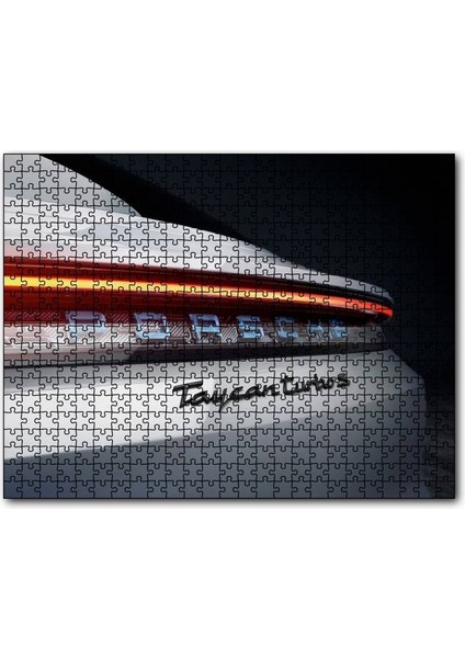 Porsche Taycan Turbo Beyaz Arka Yakın Plan 120 Parça Puzzle Yapboz Mdf (Ahşap)