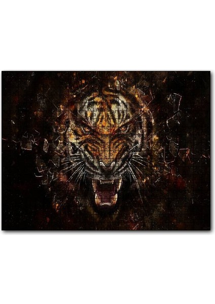 Agresif Kaplan ve Kırılan Cam 120 Parça Puzzle Yapboz Mdf (Ahşap)
