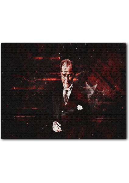 Atatürk ve Türk Bayrağı Hologram Arka Plan 1000 Parça Puzzle Yapboz Mdf(Ahşap)