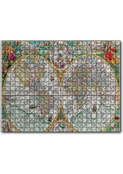 Dünya Haritası Latince ve Resimli 120 Parça Puzzle Yapboz Mdf (Ahşap)