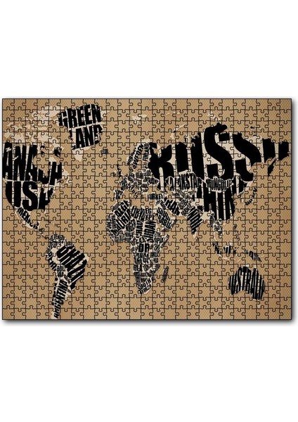 Dünya Haritası Ülke Isimleri Yazılı 120 Parça Puzzle Yapboz Mdf (Ahşap)
