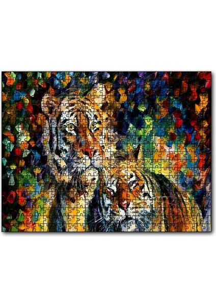 Kaplan Çift Yağlıboya 120 Parça Puzzle Yapboz Mdf (Ahşap)