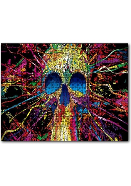 Renkli Şeritlerden Kurukafa 255 Parça Puzzle Yapboz Mdf (Ahşap)