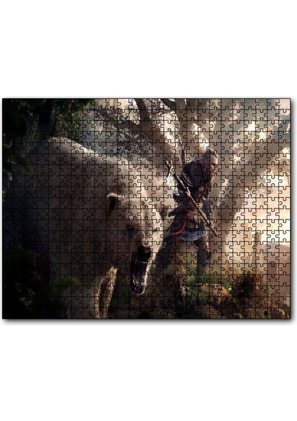 Assassins Creed Baltalı Savaşçı ve Ayı 120 Parça Puzzle Yapboz Mdf (Ahşap)