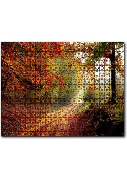 Sonbahar Renkleri, Yapraklar ve Ormandaki Patika 120 Parça Puzzle Yapboz Mdf (Ahşap)