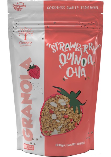 Çilek Kinoa Çiya Tohumlu Granola