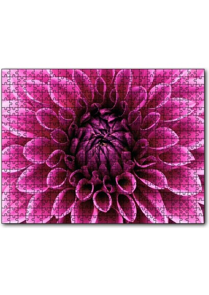Pembe Dahlia Çiçeği Yakın Plan 120 Parça Puzzle Yapboz Mdf (Ahşap)